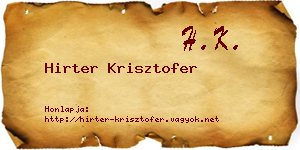 Hirter Krisztofer névjegykártya